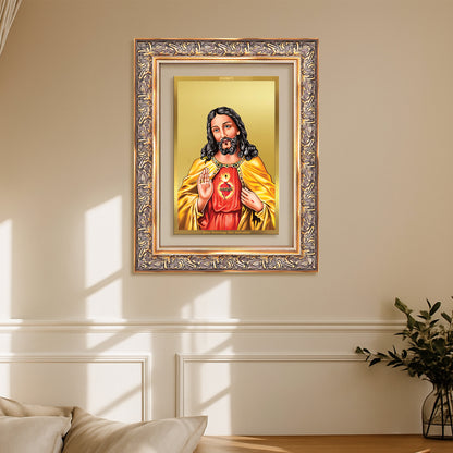 Diviniti 24K Gold Plated Jesus Christ (Classic) Divine Wall Frame for Home Mandir & Office Decor | Luxury Spiritual Gift