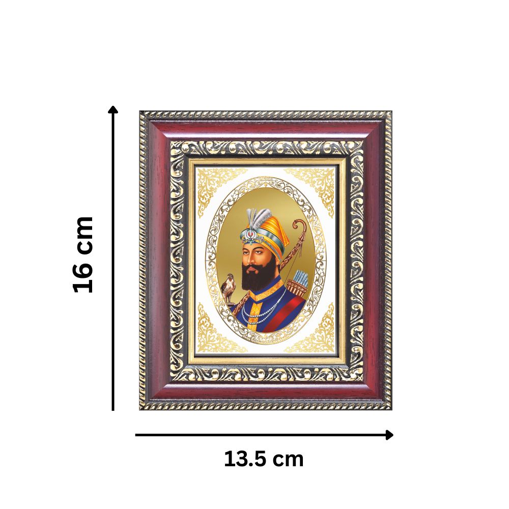 Diviniti 24K Gold Plated Guru Gobind Singh Ji |Sacred Sikh Table Top Royal Photo Frame for Home Decor & Office Ambiance | Premium Spiritual Gift