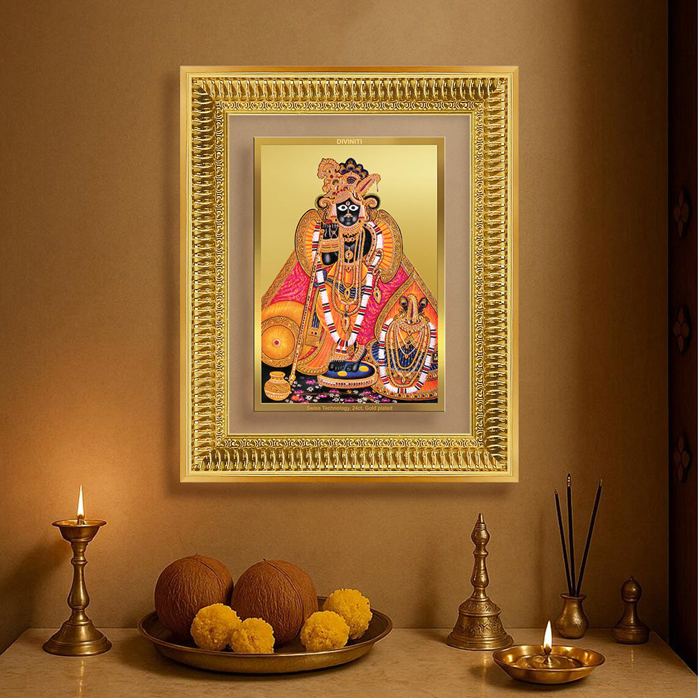 Diviniti 24K Gold Plated Banke Bihari Ji (Classic) Divine Wall Frame for Home Mandir & Office Decor | Luxury Spiritual Gift