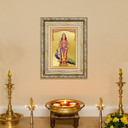 Diviniti 24K Gold Plated Murugan (Classic) Divine Wall Frame for Home Mandir & Office Decor | Luxury Spiritual Gift