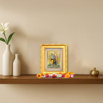 Diviniti 24K Gold Plated Radha Krishna |Divine Table Top Frame for Home Mandir & Office Decor | Luxury Spiritual Gift