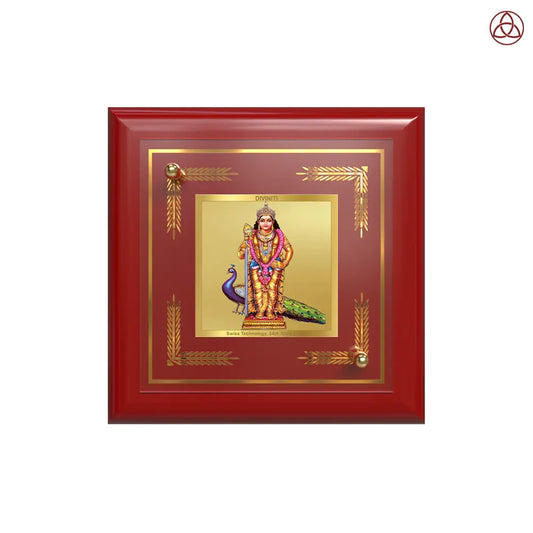 Lord Murugan | Divine Warrior God Tabletop Frame in 24K Gold Plated Foil