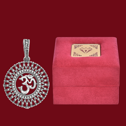 DIVINITI 925 Pure Silver Om Round Big Pendant for Men, Women & Kids Divine God Pendant for Birthday, Anniversary, Special Occasion Gift (1.9x1.9 CM 4 g)