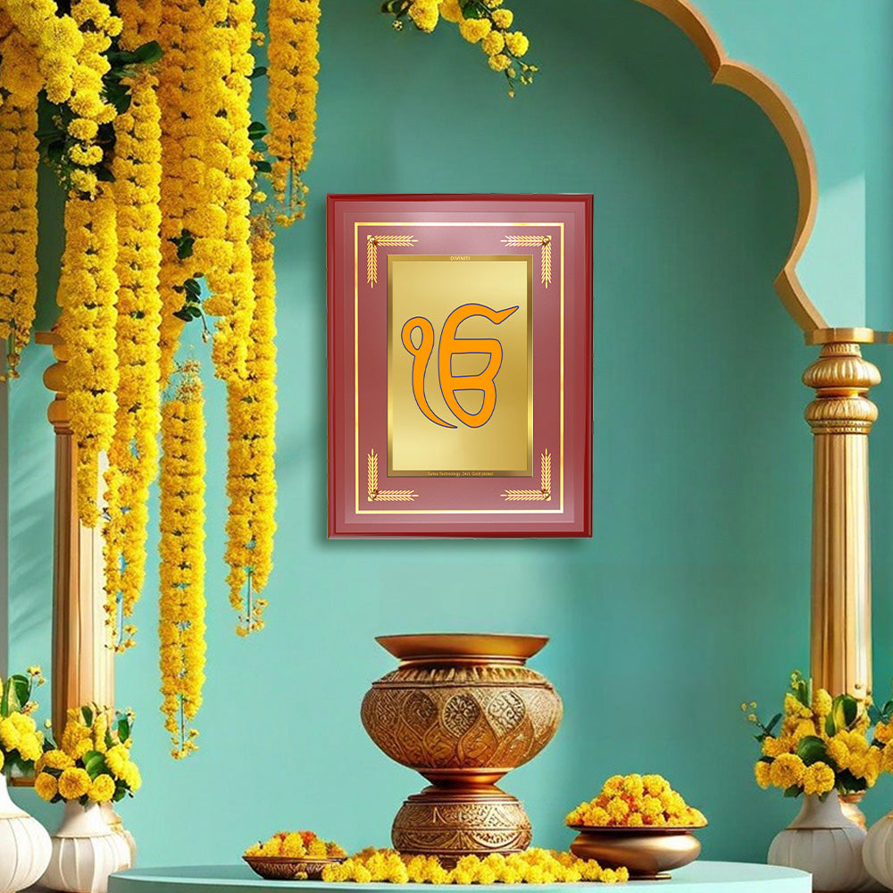 Diviniti 24K Gold Plated Ik Onkar Blessing Tabletop Photo Frame | Unity, Peace & Divine Grace