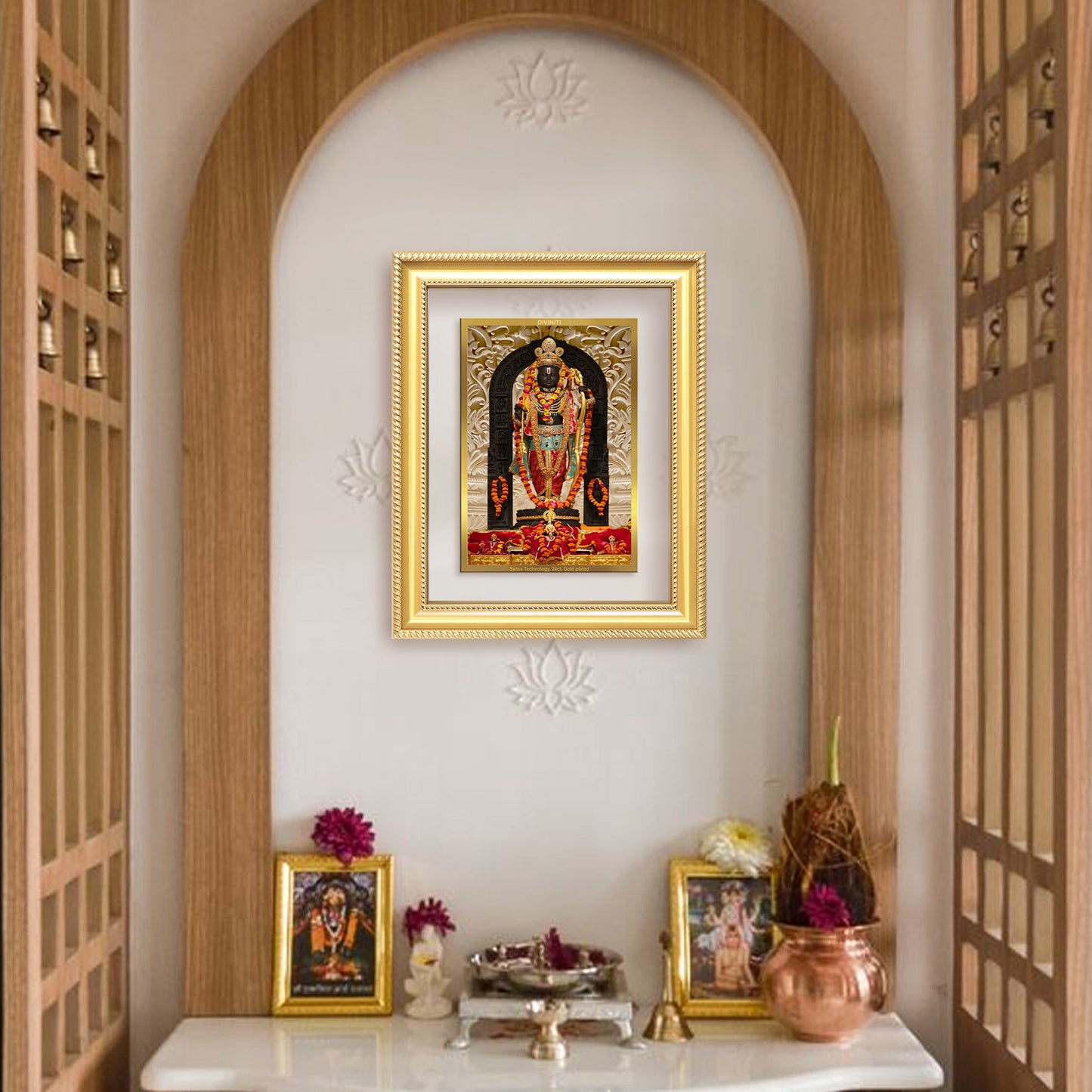 Diviniti 24K Gold Plated Ram Lalla (Classic) Divine Wall Frame for Home Mandir & Office Decor | Luxury Spiritual Gift