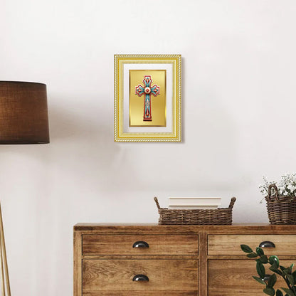 Diviniti 24K Gold Plated Holy Cross (Classic) Divine Wall Frame for Home Mandir & Office Decor | Luxury Spiritual Gift