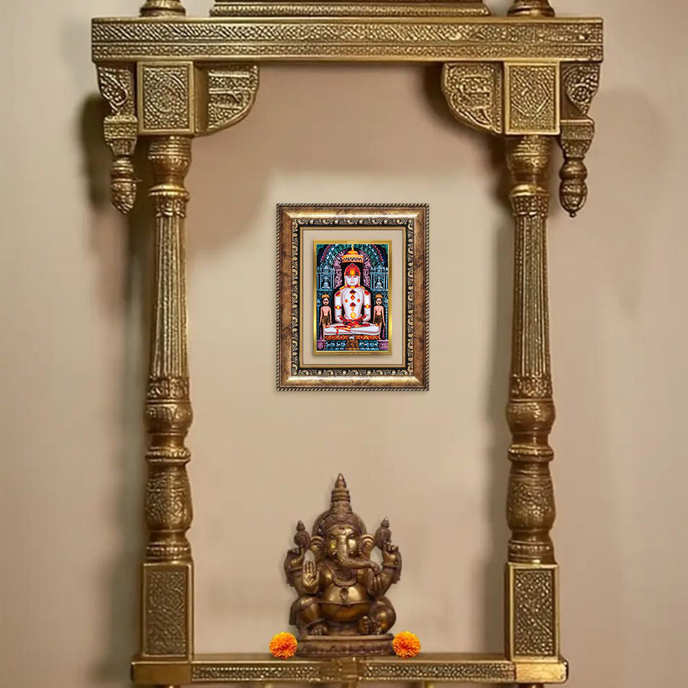 Diviniti 24K Gold Plated Adinath Divine Wall and Table Top Frame for Home Mandir & Office Decor | Premium Jain Spiritual Gift