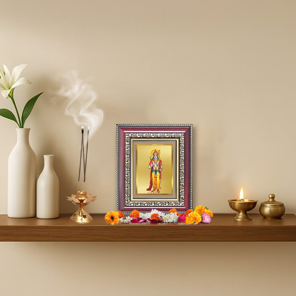 Diviniti 24K Gold Plated Ram Ji (Classic) Divine Table Top Frame for Home Mandir & Office Decor | Luxury Spiritual Gift