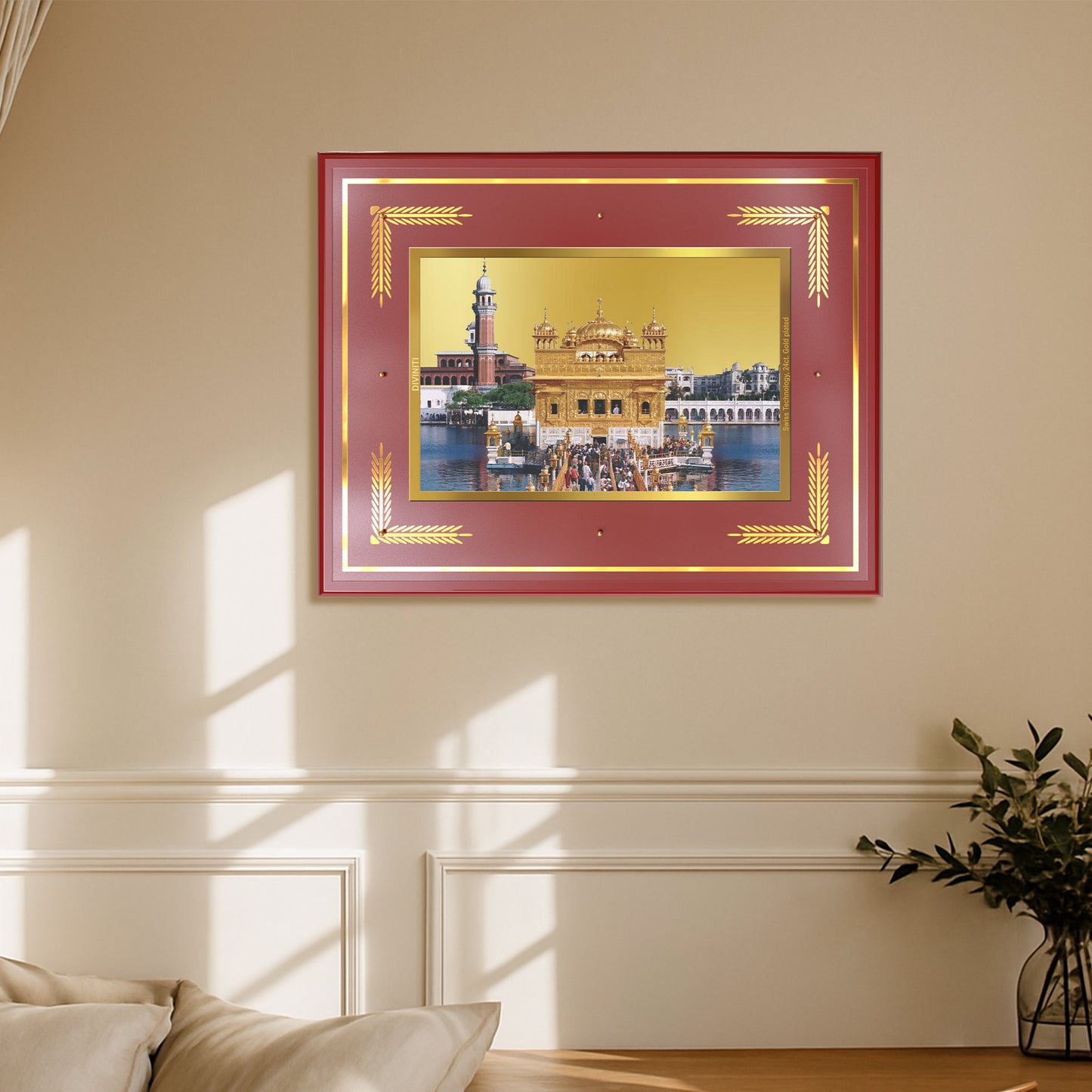 Sachkhand Shri Darbar Sahib | Golden Temple | Sacred Sikh Shrine Wall Mount Photo Frame in 24K Gold Plated Foil