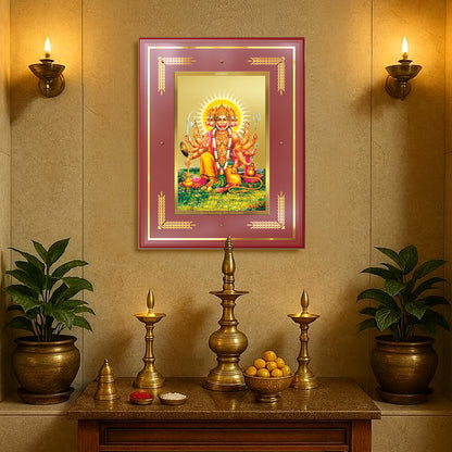 Panchmukhi Hanuman | Five-Faced Hanuman Wall Mount Photo Frame in 24K Gold Plated Foil