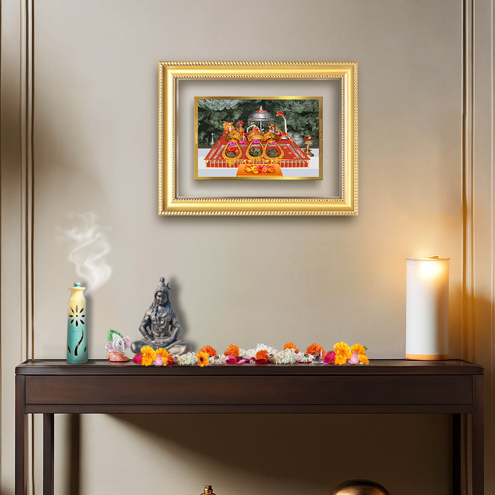 Diviniti 24K Gold Plated Mata Ka Darbar (Classic) Divine Wall Frame for Home Mandir & Office Decor | Luxury Spiritual Gift