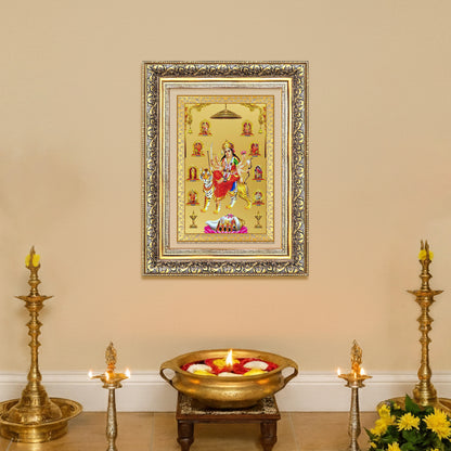 Diviniti 24K Gold Plated Nav Durga (Classic) Divine Wall Frame for Home Mandir & Office Decor | Luxury Spiritual Gift