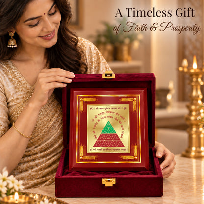 24K Gold-Plated Vahan Durghatna Yantra Frame | Premium Gift Box | 12x11 CM