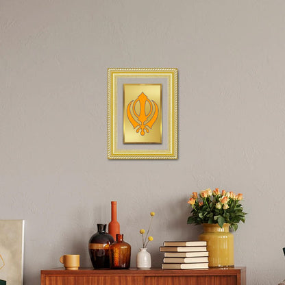 Diviniti 24K Gold Plated Khanda Sahib (Classic) Divine Wall Frame for Home Mandir & Office Decor | Luxury Spiritual Gift