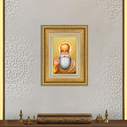 Diviniti 24K Gold Plated Guru Nanak Dev Ji (Classic) Sacred Sikh Wall Frame for Home Decor & Office Ambiance | Premium Spiritual Gift