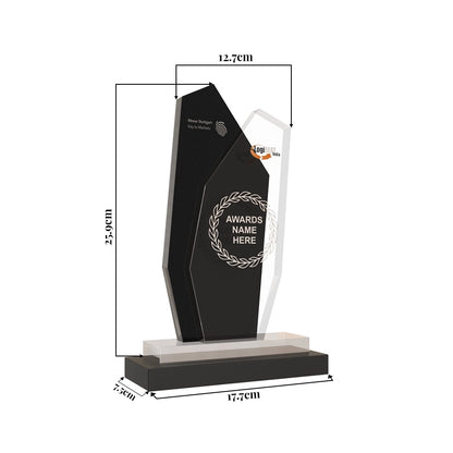 Luxury Crystal Plaque Geometric Black & Clear Personalized Trophy for Milestones and Leadership Honors
