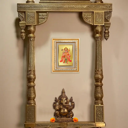 Diviniti 24K Gold Plated Hanuman With Blessings (Classic) Divine Wall and Table Top Frame for Home Mandir & Office Decor | Luxury Spiritual Gift