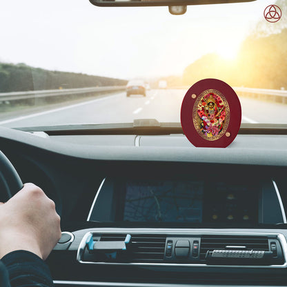 Katyayani Mata Car Dashboard Photo Frame in 24K gold-plated foil, enhancing spiritual presence while driving.