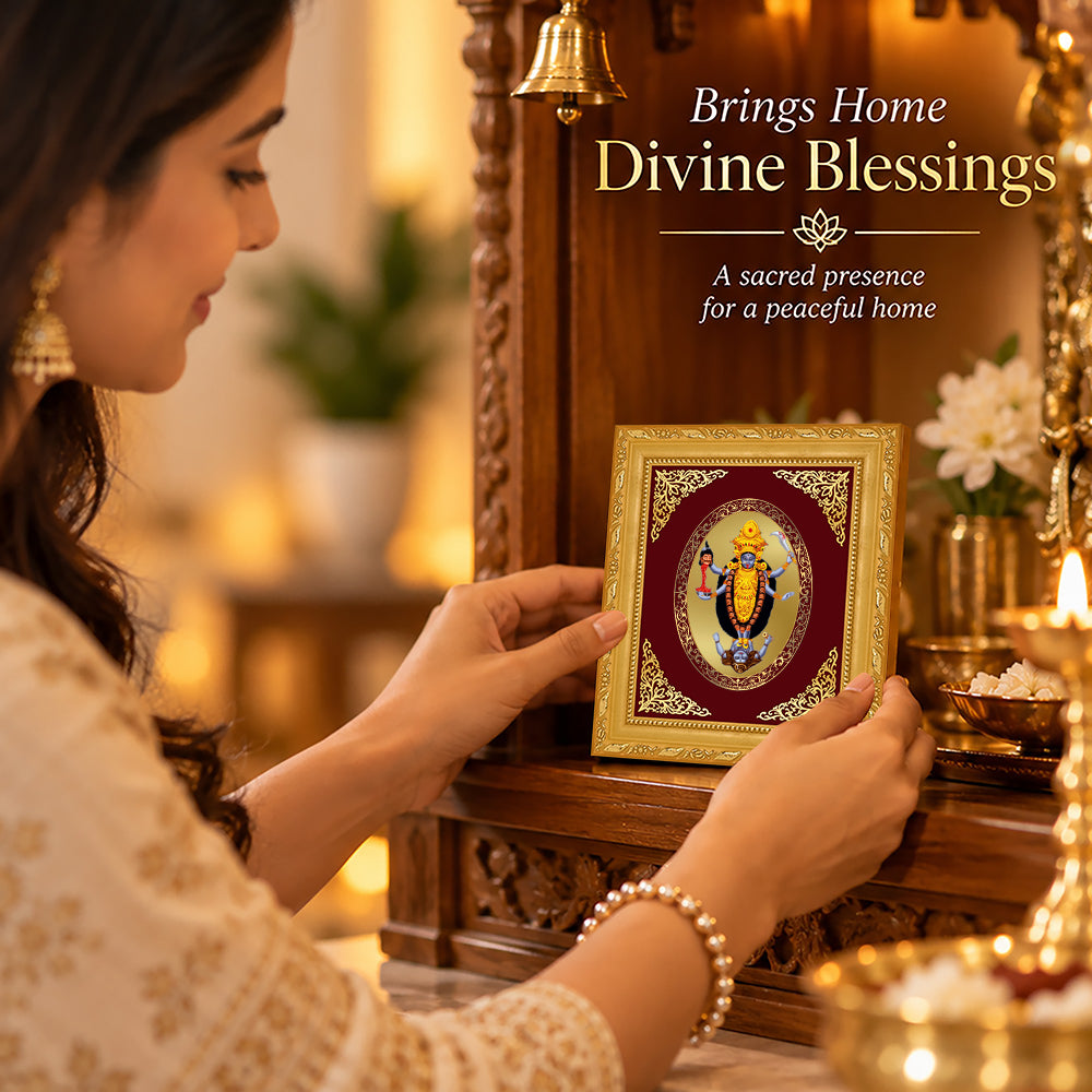 24K Gold-Plated Maa Kali Frame | Premium Gift Box | 16x13.5 CM