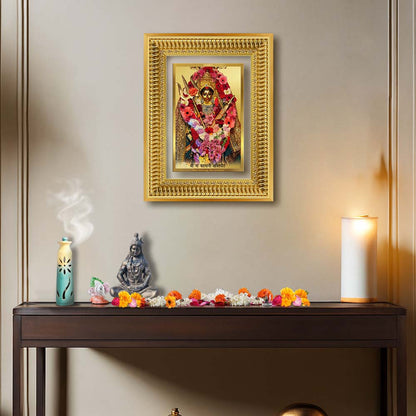 Diviniti 24K Gold Plated Katyayani Mata (Classic) Divine Wall Frame for Home Mandir & Office Decor | Luxury Spiritual Gift