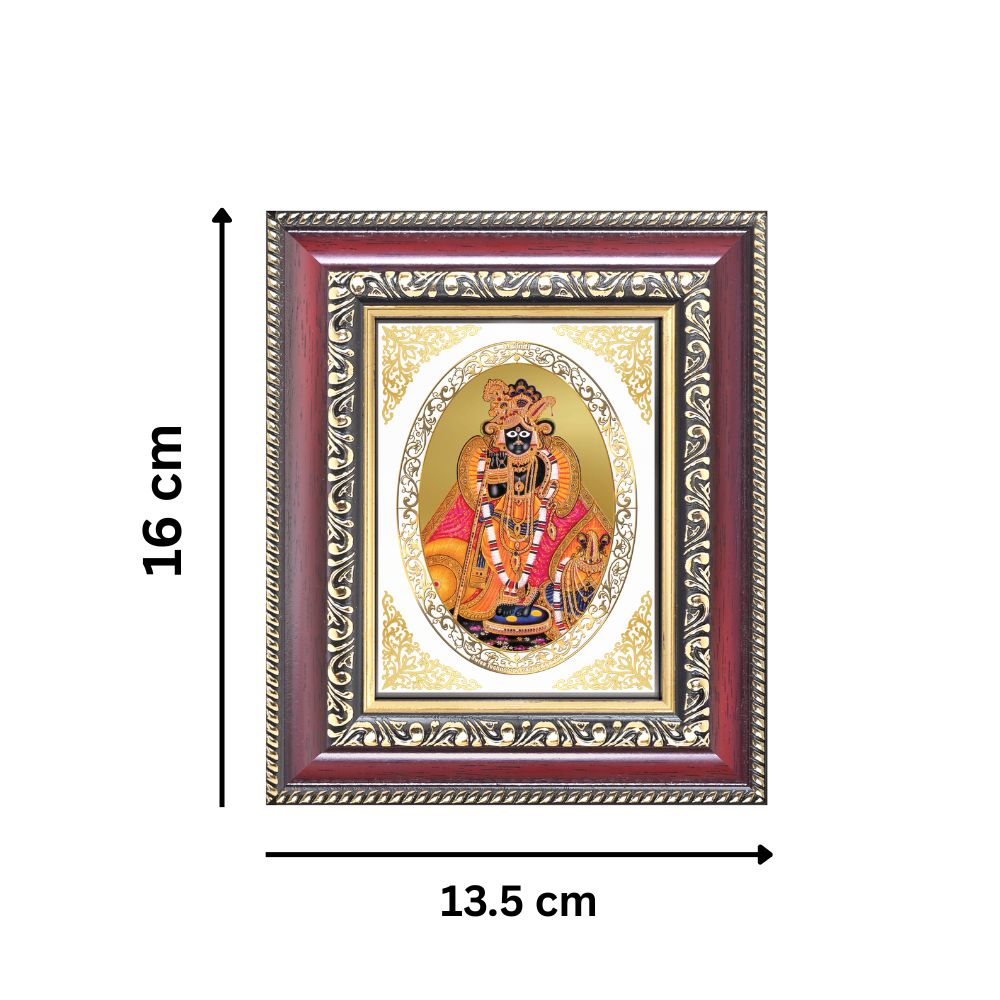 Banke Bihari Ji Divine Krishna of Vrindavan Sacred Spiritual Royal Tabletop Frame in 24K Gold Plated Foil