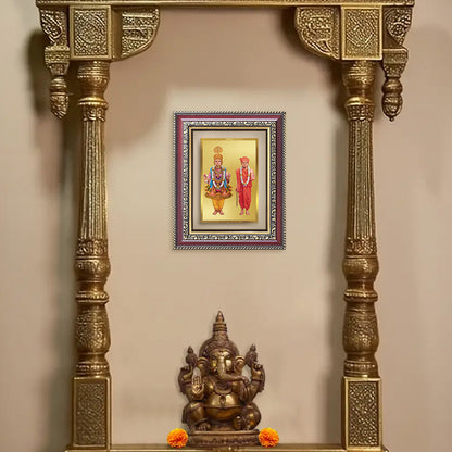 Diviniti 24K Gold Plated Swaminarayan (Classic) Divine Wall and Table Top Frame for Home Mandir & Office Decor | Luxury Spiritual Gift