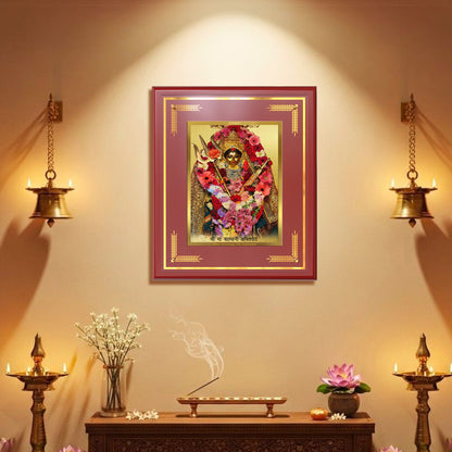 Diviniti Goddess Katyayani Mata Wall Photo Frame in 24K Gold Plated Foil | Courage, Protection & Divine Strength