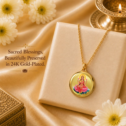 Diviniti 24K Double sided Gold Plated Pendant Lakshmi & Yantra|18 MM Flip Coin