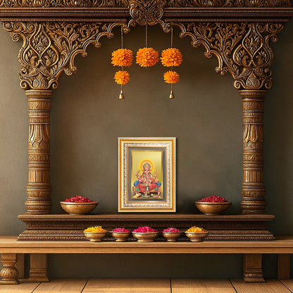 Diviniti 24K Gold Plated Ganesha (Classic) Divine Wall Frame for Home Mandir & Office Decor | Luxury Spiritual Gift