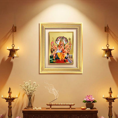 Diviniti 24K Gold Plated Narasimha (Classic) Divine Wall Frame for Home Mandir & Office Decor | Luxury Spiritual Gift