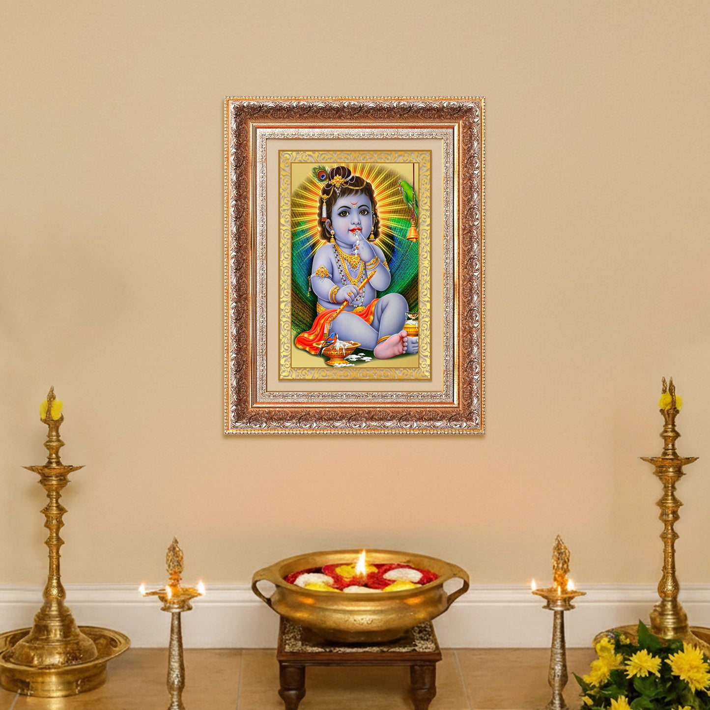 Bal Gopal | Baby Krishna | Devakinandana for Wall Photo Frame in 24K Gold Plated Foil