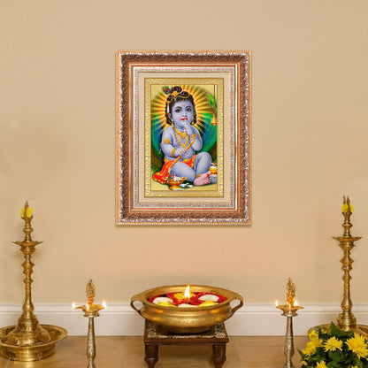 Bal Gopal | Baby Krishna | Devakinandana for Wall Photo Frame in 24K Gold Plated Foil