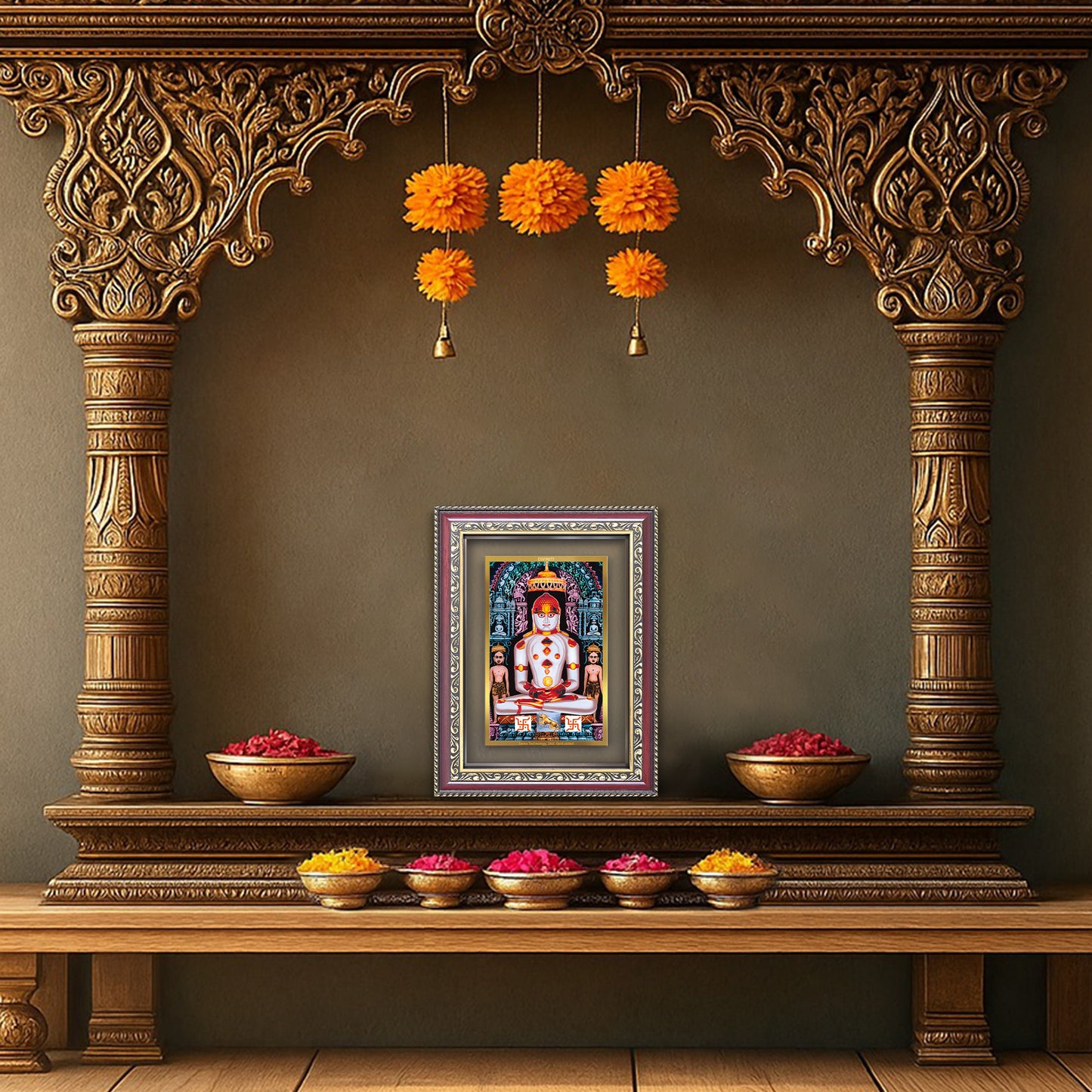 Diviniti 24K Gold Plated Adinath Divine Wall Frame for Home Mandir & Office Decor | Premium Jain Spiritual Gift