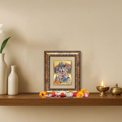 Diviniti 24K Gold Plated Shiv Parivar Divine Table Top Frame for Home Mandir & Office Decor | Luxury Spiritual Gift