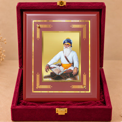 24K Gold-Plated Baba Deep Singh Ji MDF Frame | Premium Gift Box | 16 X 13.5 CM