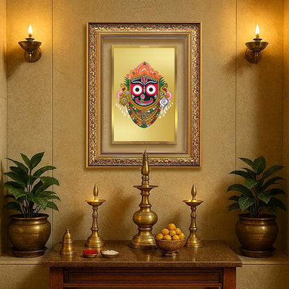 Diviniti 24K Gold Plated Jagannath (Classic) Divine Wall Frame for Home Mandir & Office Decor | Luxury Spiritual Gift