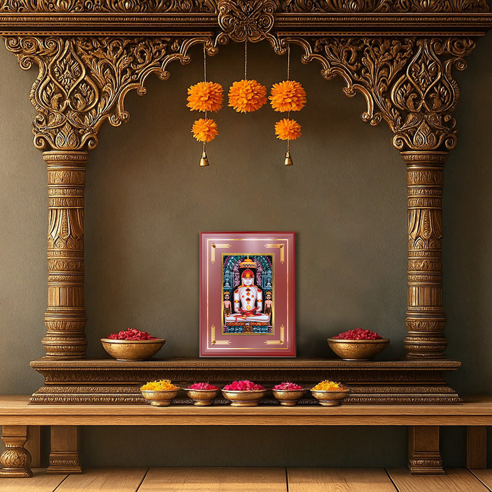 Diviniti 24K Gold Plated Lord Adinath Blessing Tabletop Photo Frame | Peace, Spiritual Wisdom & Divine Grace