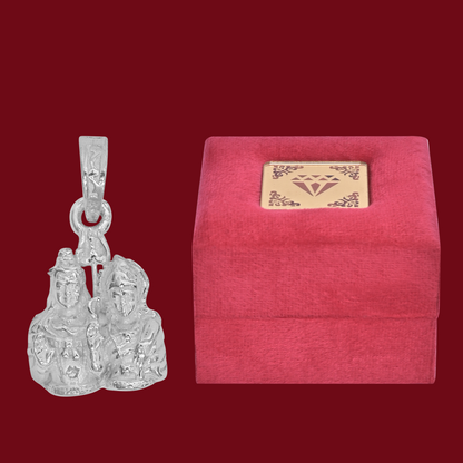 DIVINITI 925 Pure Silver Shiv Parvati Big Pendant For Men, Women & Kids Divine God Pendant For Birthday, Anniversary, Special Occasion Gift (2x2 CM 12 g)