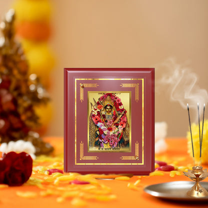 Diviniti 24K Gold Plated Katyayani Mata Blessing Tabletop Photo Frame | Strength, Courage & Divine Protection