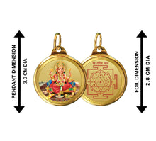 Load image into Gallery viewer, Diviniti 24K Double sided Gold Plated Pendant Ganesha  &amp; Yantra|28 MM Flip Coin (1 PCS
