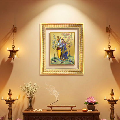 Diviniti 24K Gold Plated Radha Krishna (Classic) Divine Wall Frame for Home Mandir & Office Decor | Luxury Spiritual Gift