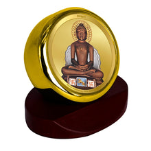 Load image into Gallery viewer, Diviniti 24K Gold Plated Mahavir Frame For Car Dashboard, Home Decor, Puja Room, Gift (5.5 x 5.0 CM)
