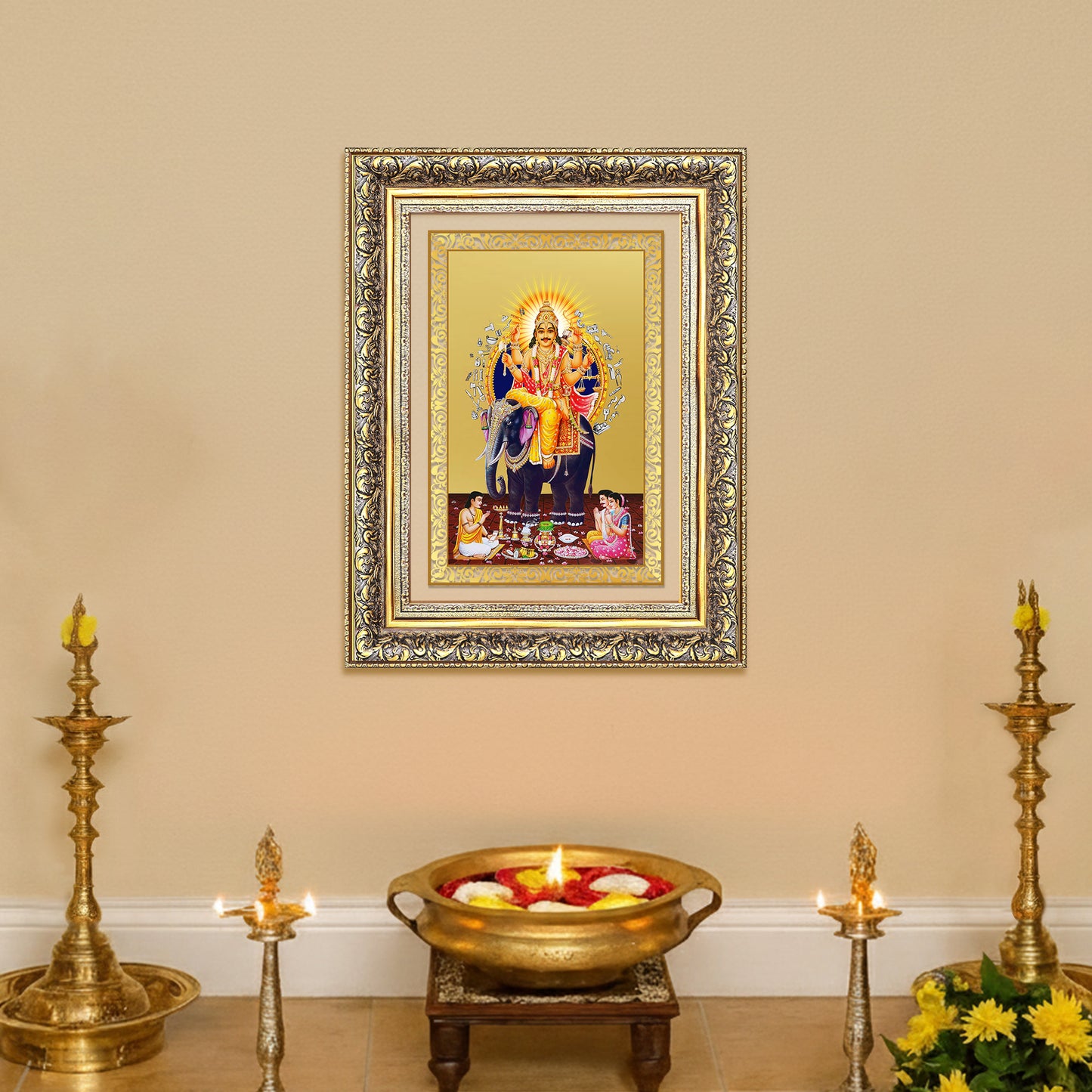 Diviniti 24K Gold Plated Vishvakarma (Classic) Divine Wall Frame for Home Mandir & Office Decor | Luxury Spiritual Gift