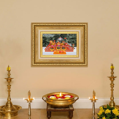 Diviniti 24K Gold Plated Mata Ka Darbar (Classic) Divine Wall Frame for Home Mandir & Office Decor | Luxury Spiritual Gift