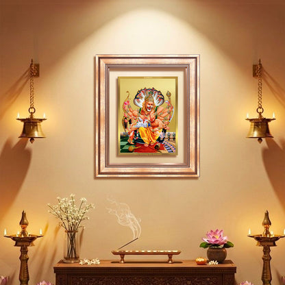 Diviniti 24K Gold Plated Narasimha (Classic) Divine Wall Frame for Home Mandir & Office Decor | Luxury Spiritual Gift