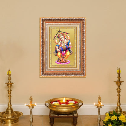 Dancing Ganesha | Nritya Ganapati Wall Photo Frame in 24K Gold Plated Foil