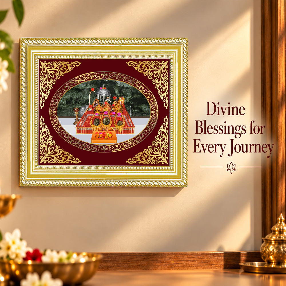 24K Gold-Plated Vaishno Devi Mata Darbar Frame | Premium Gift Box | 26x20 CM