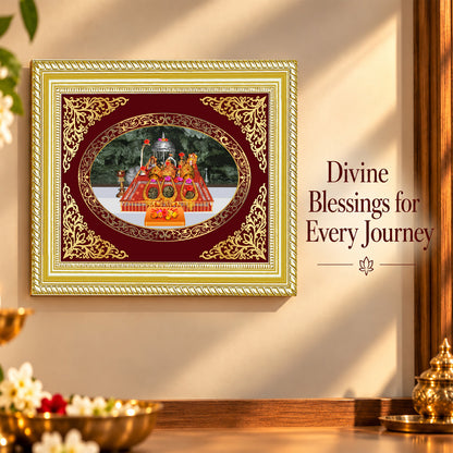 24K Gold-Plated Vaishno Devi Mata Darbar Frame | Premium Gift Box | 26x20 CM