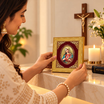 24K Gold-Plated Mother Mary BG Frame | Premium Gift Box | 16 X 13.5 CM