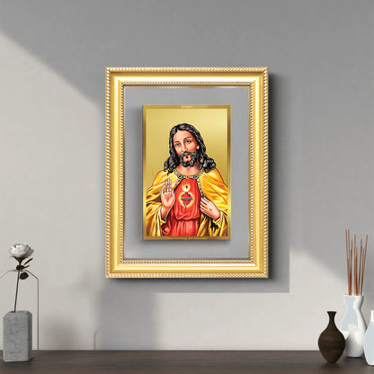 Diviniti 24K Gold Plated Jesus Christ (Classic) Divine Wall Frame for Home Mandir & Office Decor | Luxury Spiritual Gift